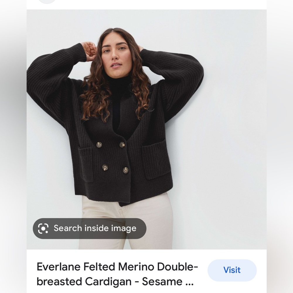 Everlane felted merino double breasted cardigan